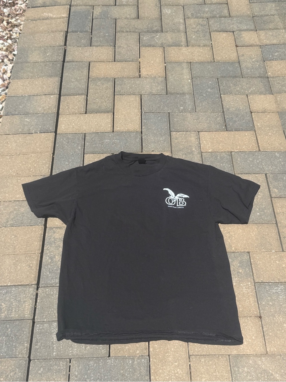 Gildan Black Short Sleeve Tee with Small White OB Logo
